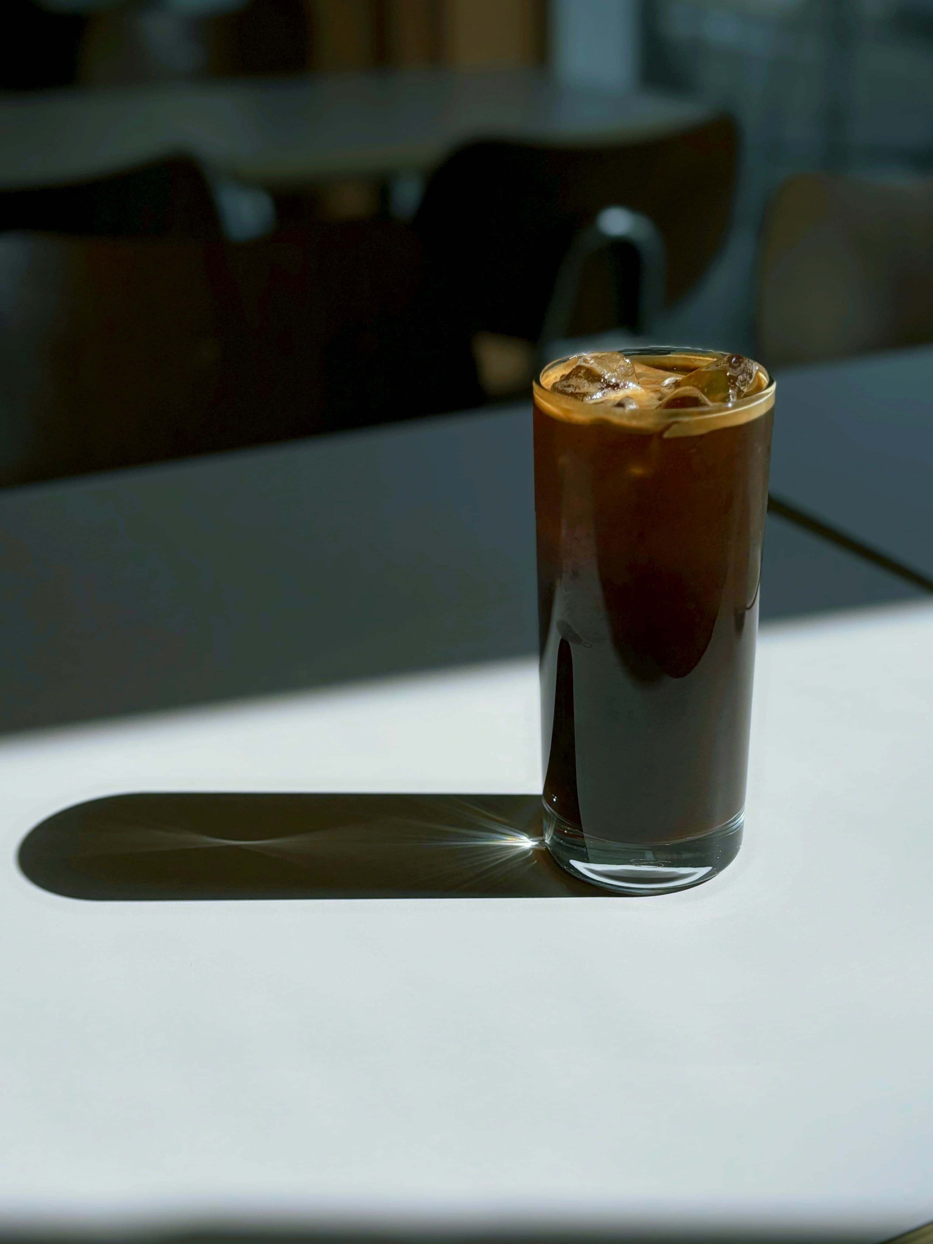 Iced americano in a tall glass