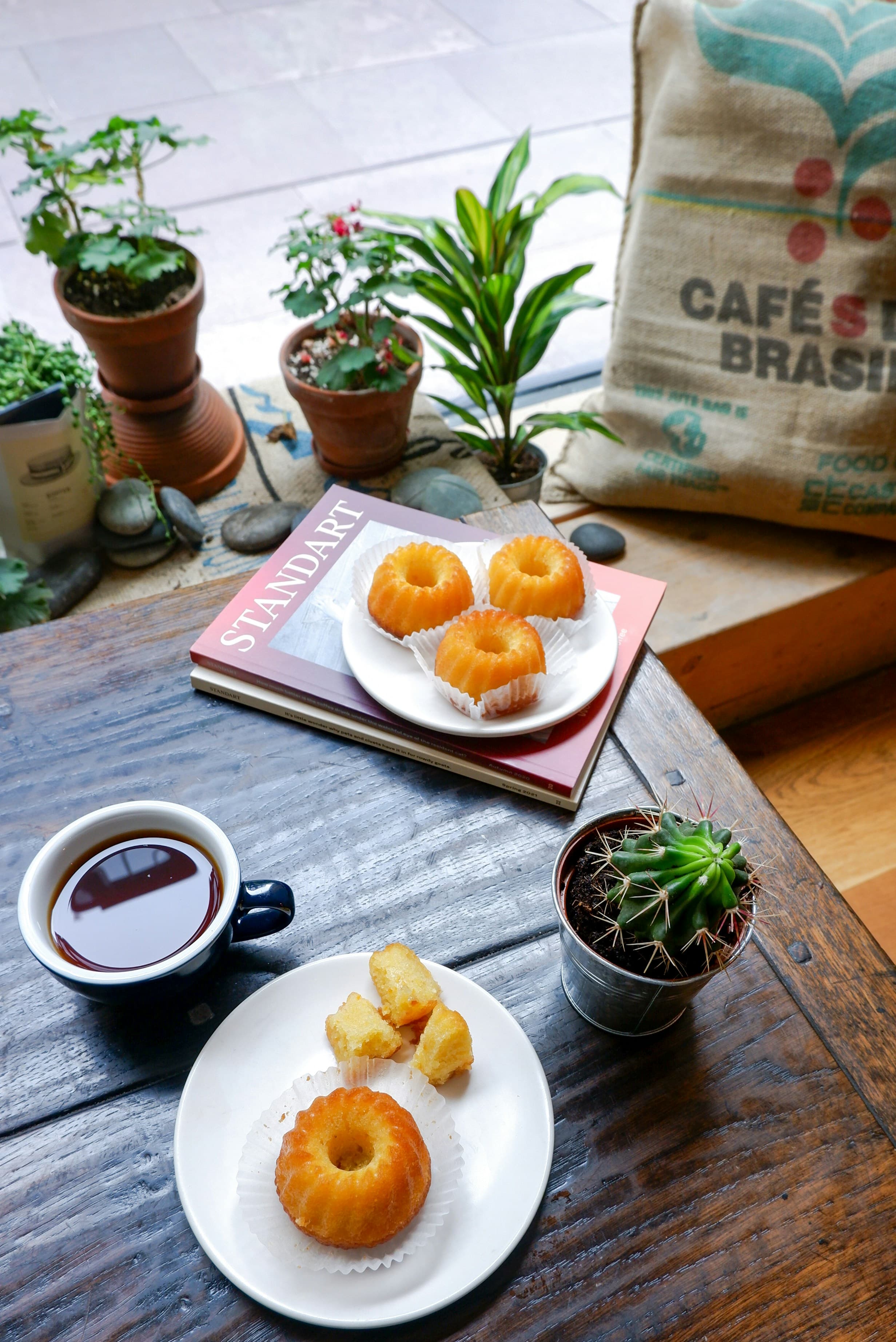 Mini lemon bundt cakes on a plate